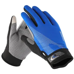 Premium Grip Touchscreen Full Finger Gloves - Versatile and Durable for Outdoor and Sports Activities (Blue)