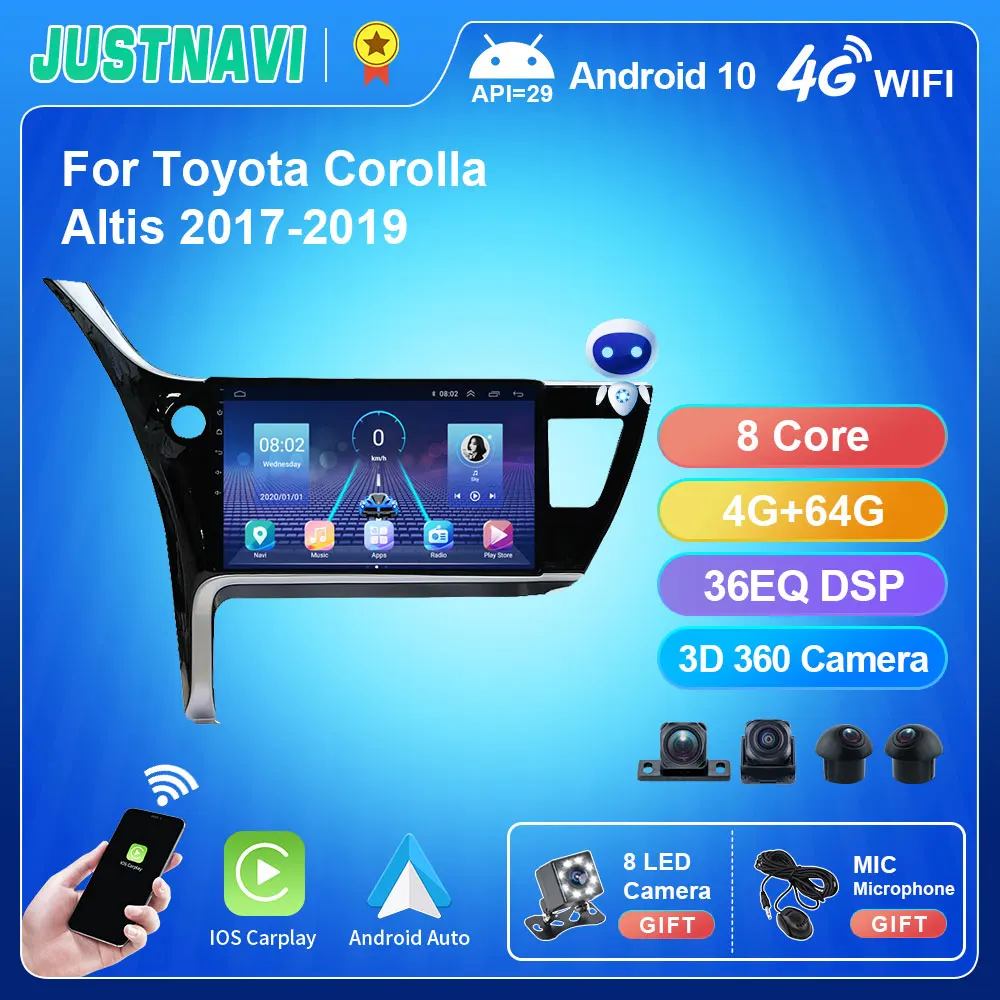 IPS 10' For Toyota Corolla Altis 2017 - 2019 Auto Carplay Car Radio Multimidia Stereo Player Video GPS Navigation 4G DSP No 2din |