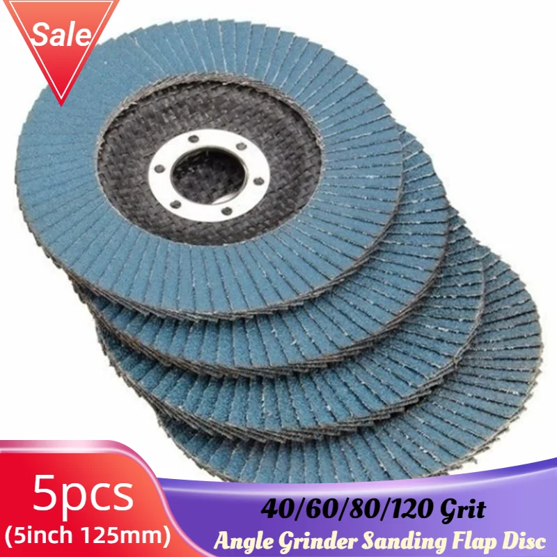 

125mm 5" Angle Grinder Sanding Disc Metal Plastic Wood Abrasive Tool 40/60/80/120 Grit Grinding Wheels Flap Discs