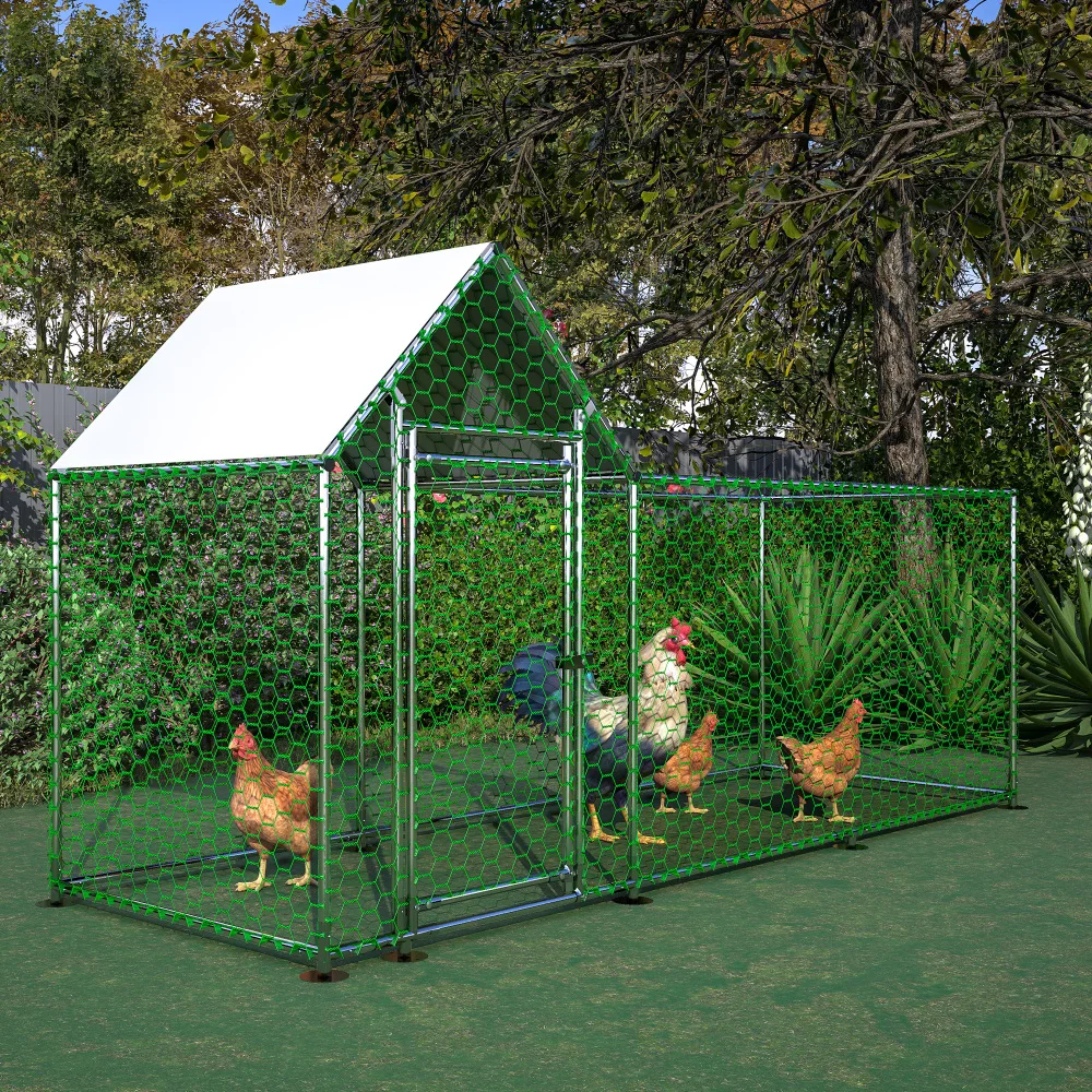 3 x 1 x 1,5 m mit Sicherheitsschloss und wasserdichtem PE-Tuch, Kleintierkäfig aus Metall für Hühner, Kaninchen und andere kleine Tiere – Detail 8