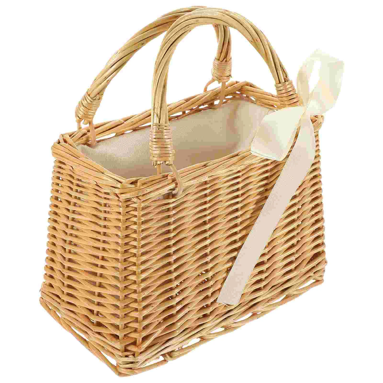 

Basket Woven Rattan Flower Straw Wicker Baskets Tote Beach Storage Picnic Willow Hand Wedding Handbag Handbags Girl Purses