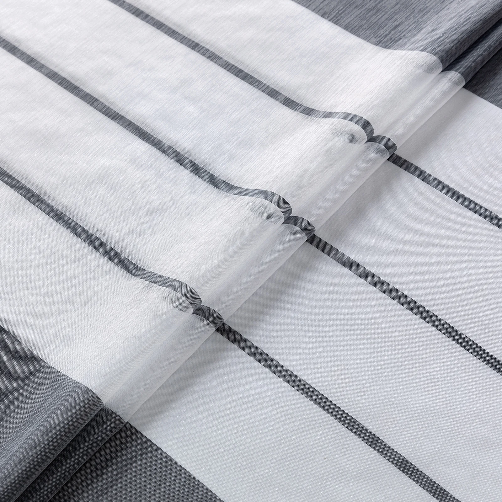 Striped Sheer Curtains | Soft Voile Fabric Semi Sheer Drapes - Eyelet Panels for Office & Home