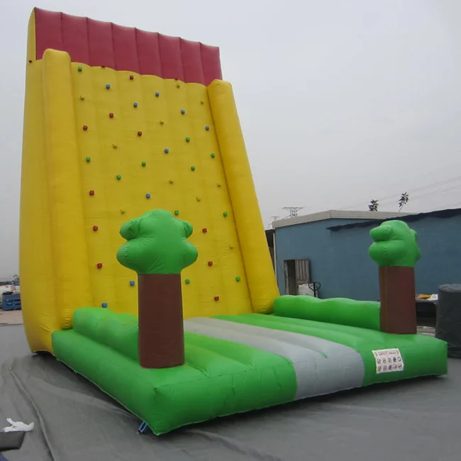 Factory commercial outdoor water games inflatable rock climbing wall slide