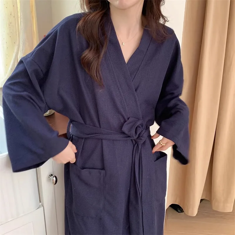 Luxurious Waffle-Weave Robe: New Spring/Fall Long-Sleeve Women's Robe, Summer Loungewear, Nightgown, Women's Robe, Nightwear