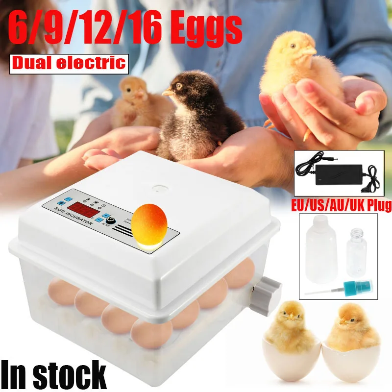 

16 Eggs Incubator Brooder Bird Quail Chick Hatchery Incubator Poultry Hatcher Turner Automatic Temperature Control 110V-220V