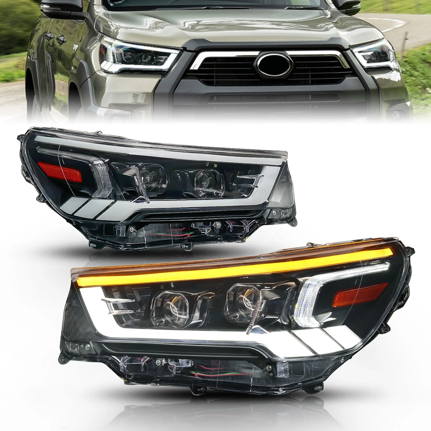 

Archaic Factory Led Headlight For Hilux Revo Rocco 2021 Head Light With Dynamic Start Light Effect For Hilux Revo Headlight