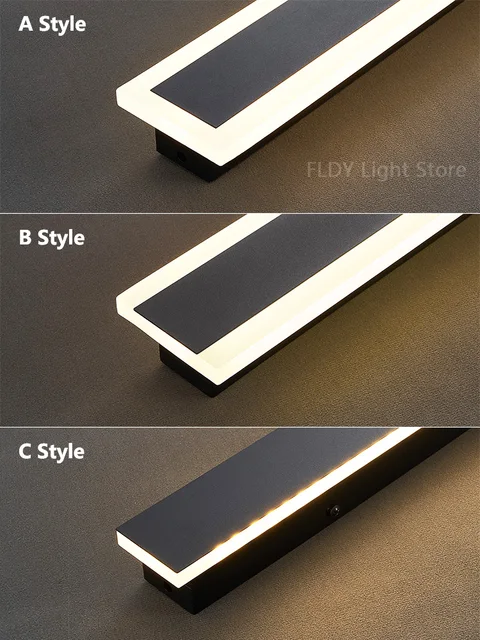 โคมไฟติดผนัง Line Minimalist แถบยาวกันน้ํากลางแจ้งตกแต่งสวน Villa พื้นหลังไฟสวน 6