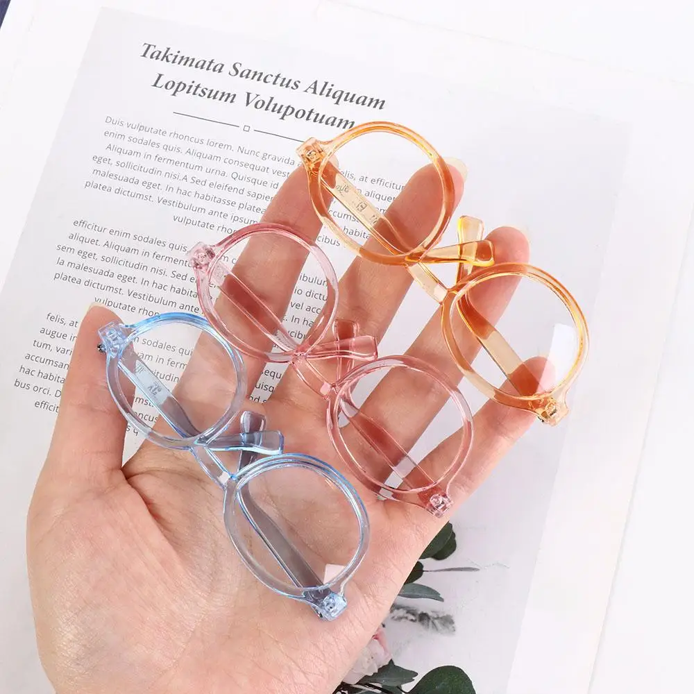 Doll Accessory Transparent Plastic Glasses Transparent Candy Color Round Transparent Glasses 6.5CM 9CM Miniature