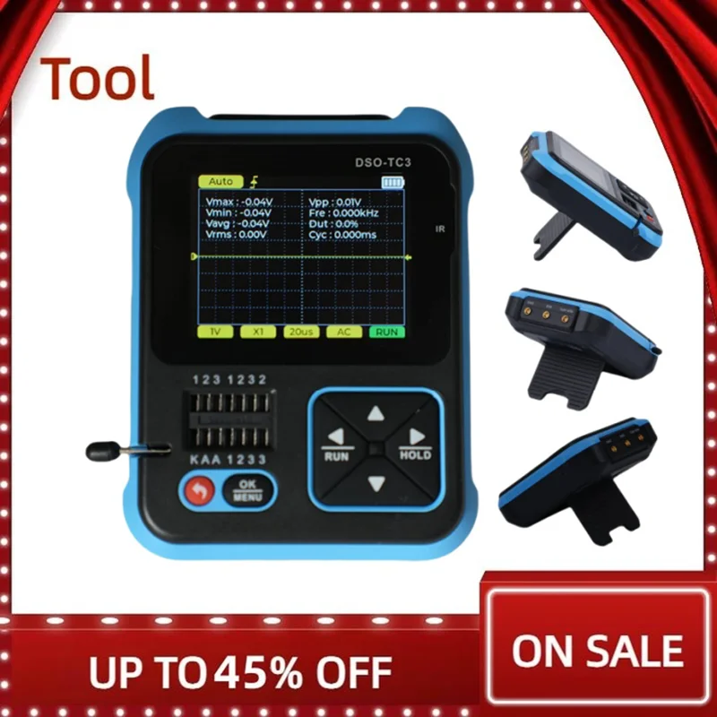 

Digital Oscilloscope Portable and Accurate DSO TC3 3 in 1 Digital Oscilloscope Transistor Tester Function Signal Generator