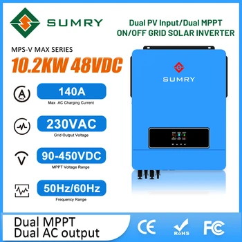 สรุป On Off Grid อินเวอร์เตอร์พลังงานแสงอาทิตย์ Dual MPPT 10.2KW 48V 220VAC PV Max 500VDC 160A MPPT คอนโทรลเลอร์ชาร์จพลังงานแสงอาทิตย์ 1