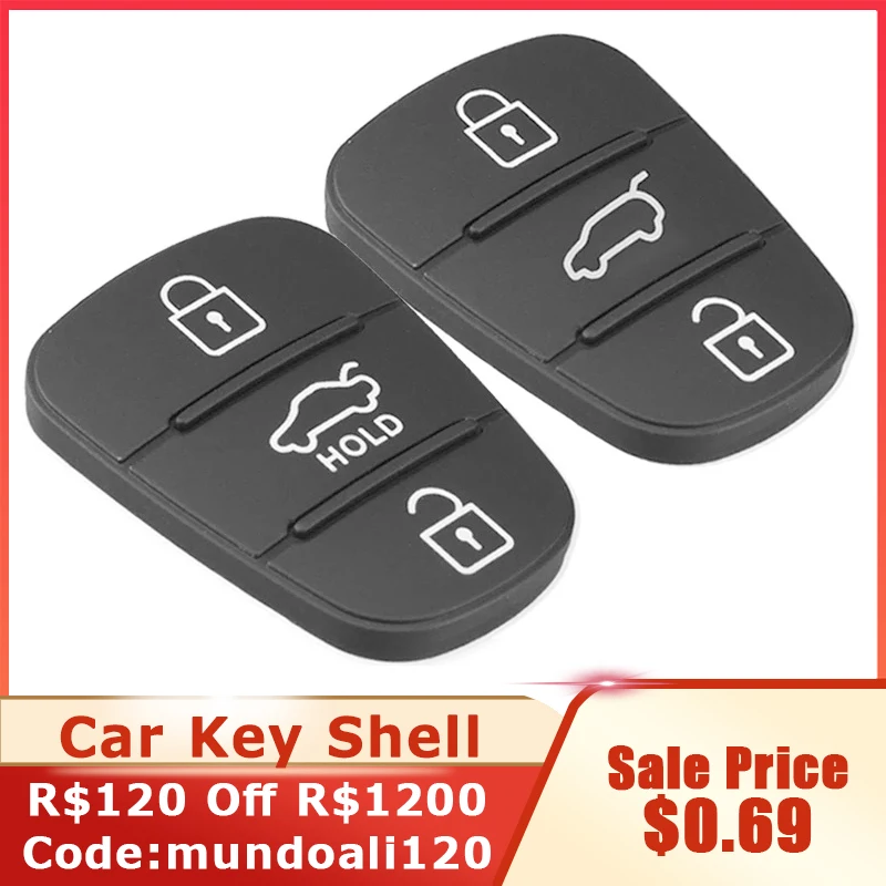2 Pezzi Pulsanti Gomma Per Telecomando Auto – Ricambio Per Chiave Hyundai I30, Ix35, Tucson, Kia Rio, K2, K5