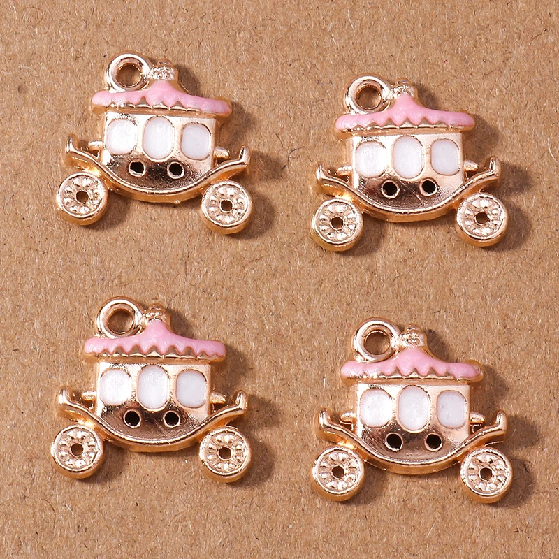 10pcs 15*14mm Enamel Pumpkin Carriage Pendant Charm for Jewelry Making Earrings Necklace DIY Bracelet Accessories Supplies