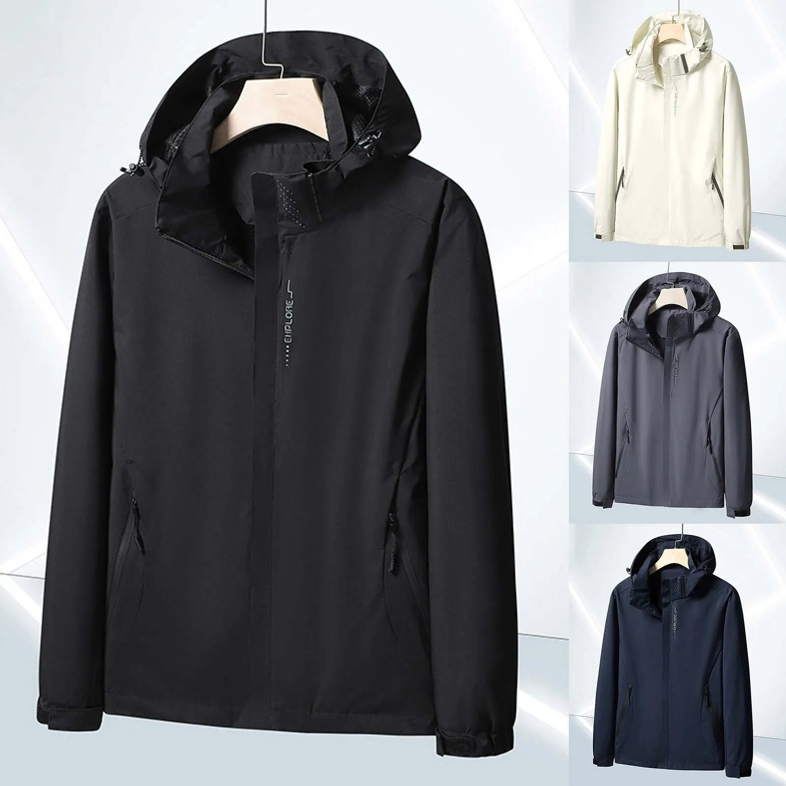 Mens Autumn And Winter Outdoor Thin Mountaineering Clothing Fishing Jacket Takeaway Single Storm Jacket Travel Jacket for Men