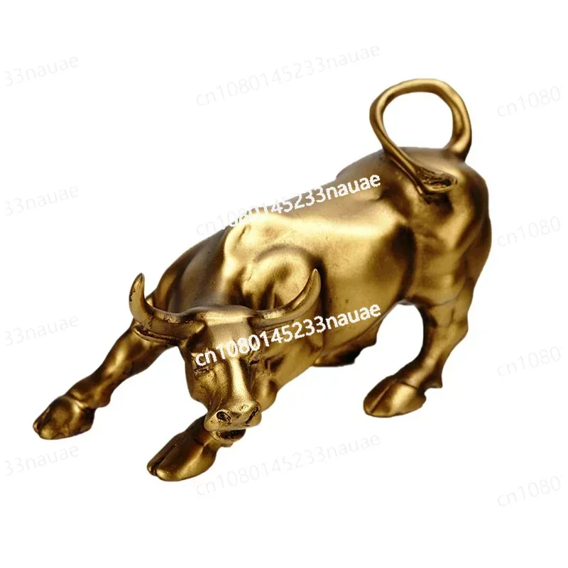 

Bull Statue Ornament Stock Market Mascot Golden OX Sculpture Nordic Animal Resin Figurine Home Office Decoration