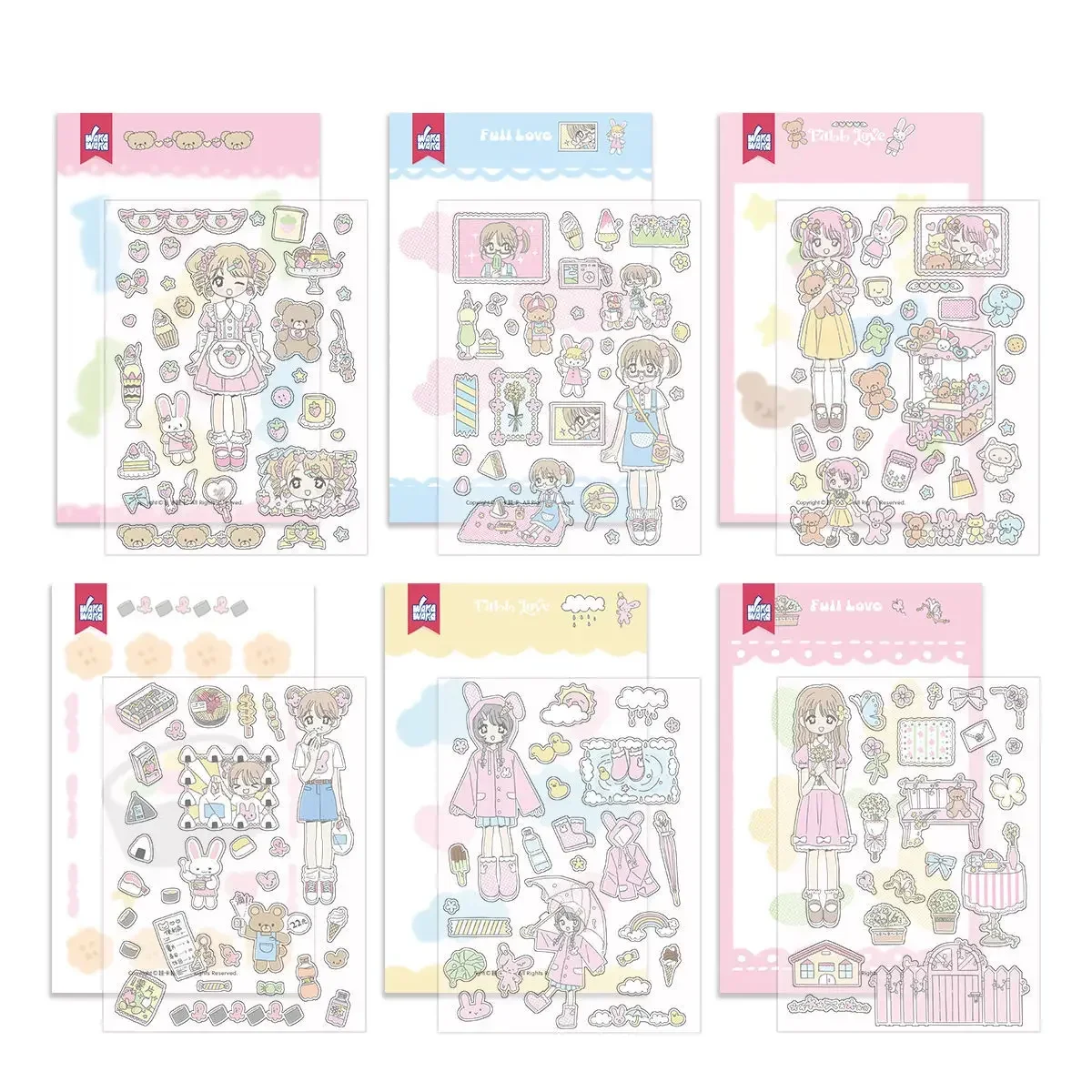 애완 동물 꽃과 소녀 핸드북 카드 스티커 소재 장식, 그래피티 장식 딸기 스티커