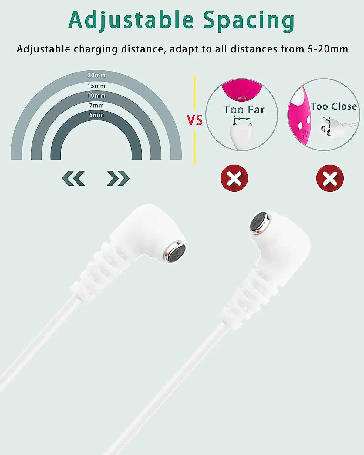 Fast Magnetic Charger Cord for Rose and Most Magnetic Massagers DC Charging Cable with 2-Magnet Connector