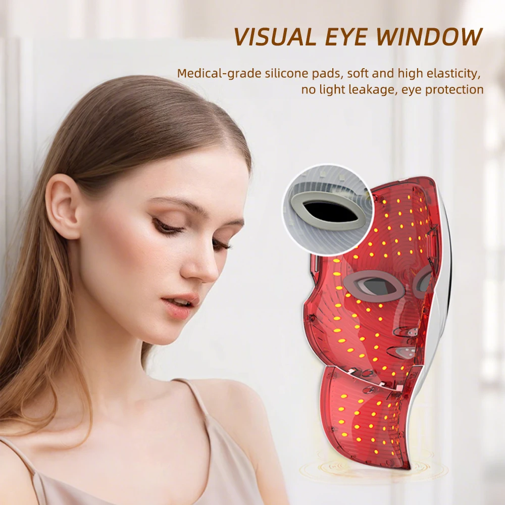 Wireless Face Neck LED Mask 119leds Photon Rejuvenation Skin Care Repair Skin Brightening 7 Colors Facial Beauty Mask