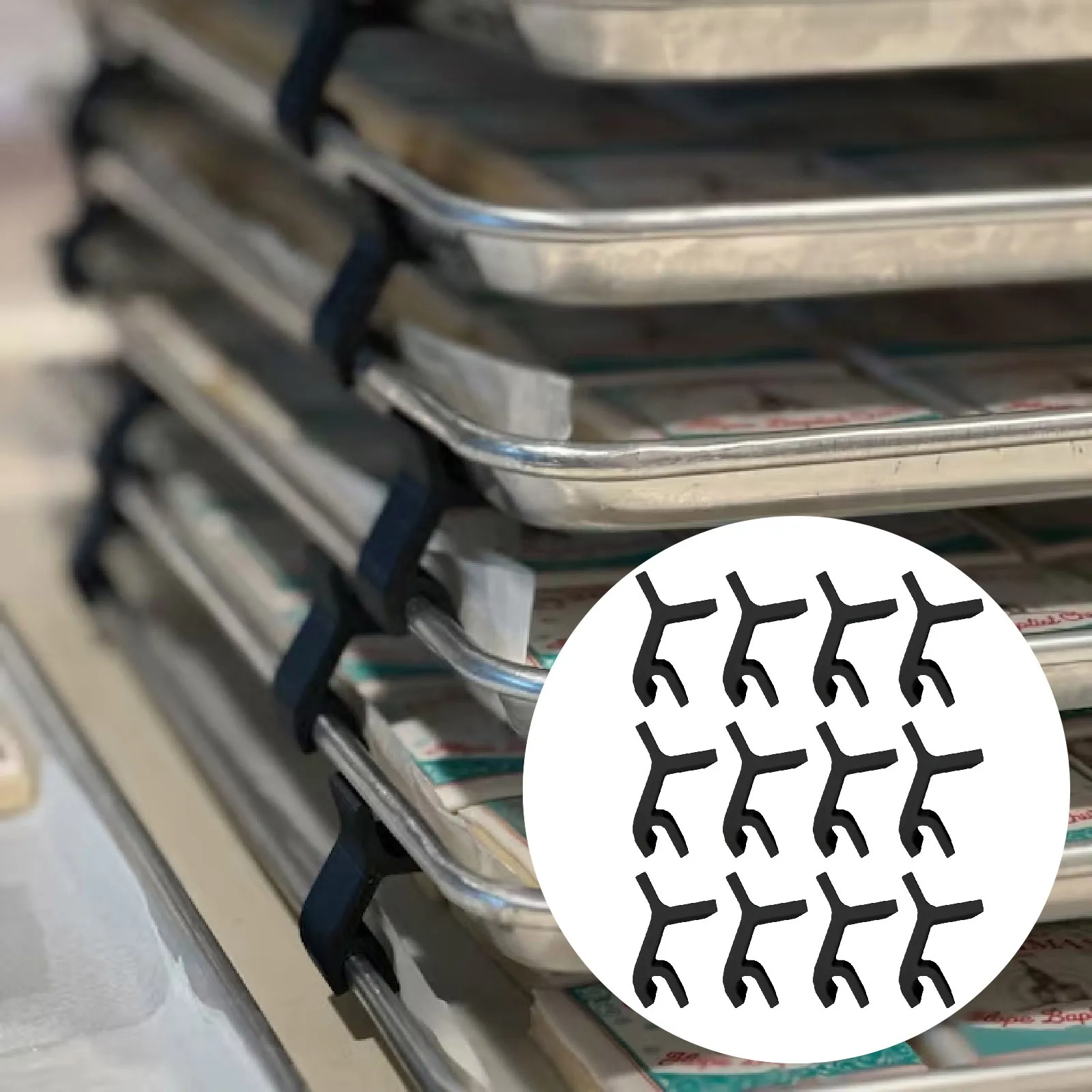 

Plastic Baking Sheet Dividers Stand Baking Tray Stackers Black Bracket Support For Trays Baking Pan Bakeware Kitchen Accessories