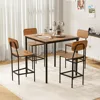 5-Piece Dining Table Set W/Counter Height Table & 4 Bar Stools, Industrial Kitchen Dining Table Set WITH/Footrest and Backrest 2