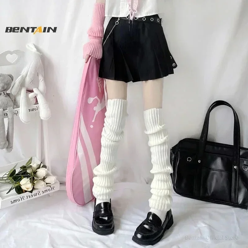 70CM Lengthened Leg Warmers Women's Lolita Long Socks JK College Style Knitted Warm Socks Autumn Winter Over Knee Boot Cuffs leg warmers