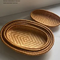 Oval Shape Rattan Storage Basket Handmade Wicker Material Fruit Display Basket Breathable Curved Design Woven Bread Basket 1