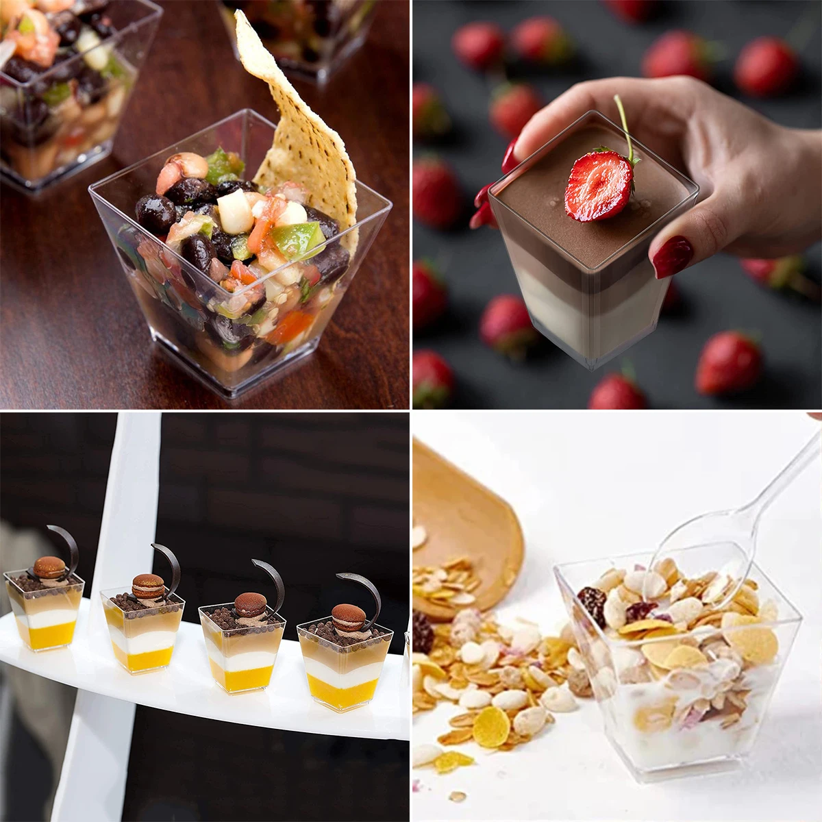 Plastic cups plastic dessert cups dessert cups 50Pcs Mini Dessert Cup Lids Spoons 60ml Plastic Dessert Ice Cream Cup DIY Home Festival Wedding Party Supplies