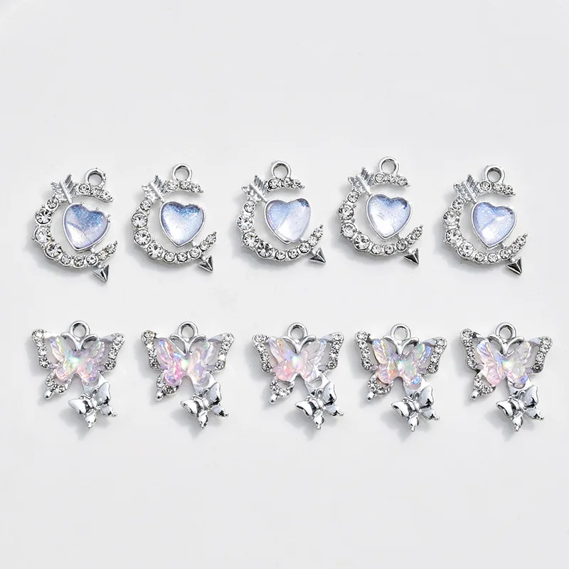 

10Pcs Diamond-studded butterfly Charms Alloy Accessories for Making Diy Bracelet Necklace Earrings Keychain Accessories