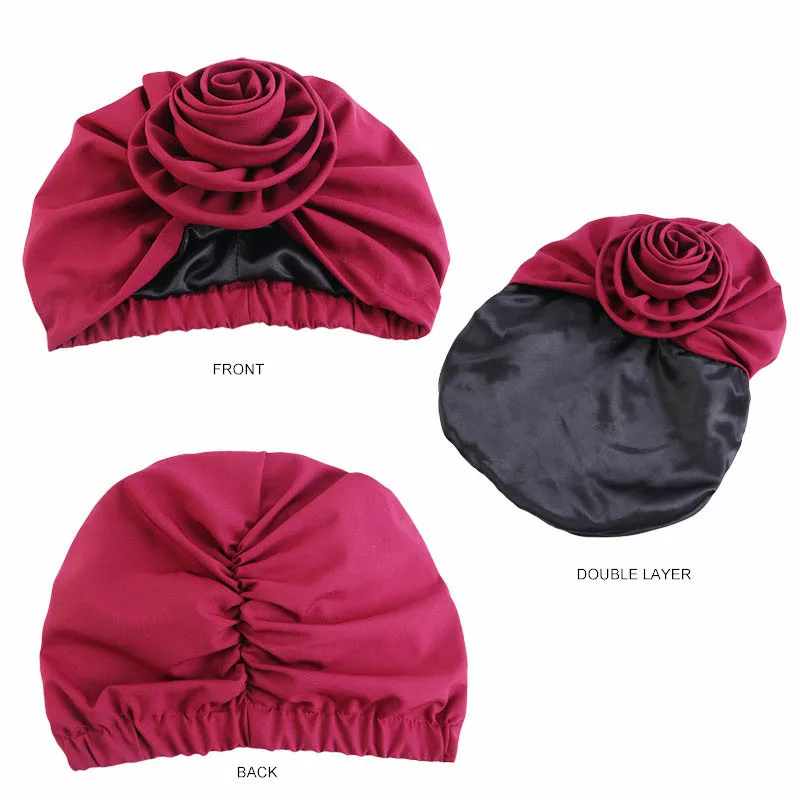 African Solid Stretch Bandana Head Wrap Long Scarf Satin Floral Muslim Hijab Women Party Turban Headwear Cap Hair Accessories