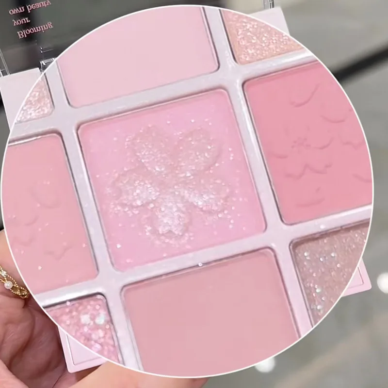 New Nine-color Eyeshadow Palette Glitter Pearly Matte Pigment Eye Shadow Long Lasting Sweet girl Peach makeup Cosmetic 4
