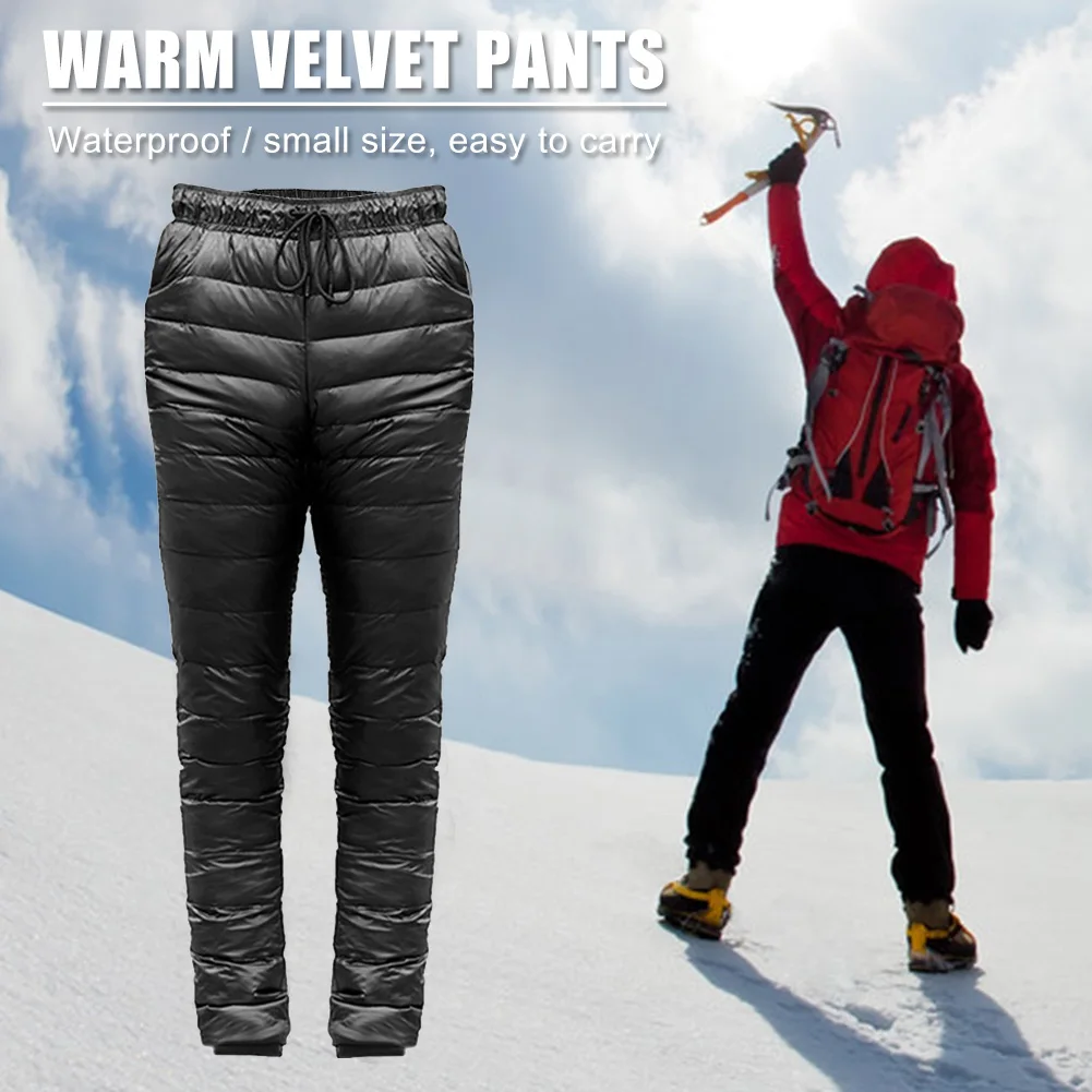 Unisex Outdoor Down Pants Windproof Ultralight Thermal Hiking Pants Thickened Skiing Climbing Keep Warm Winter Trousers S-5XL