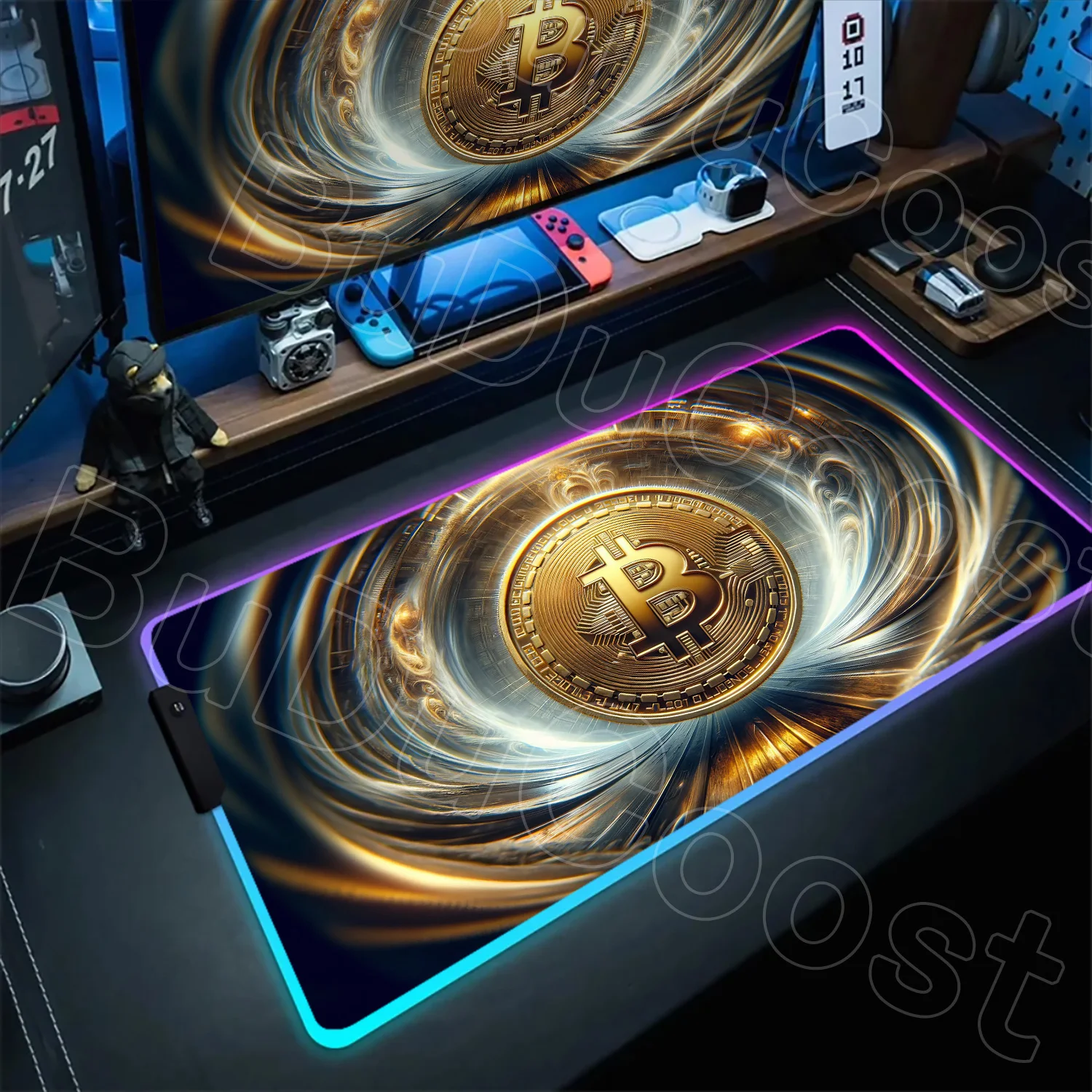 Bitcoin RGB mouse pad full view