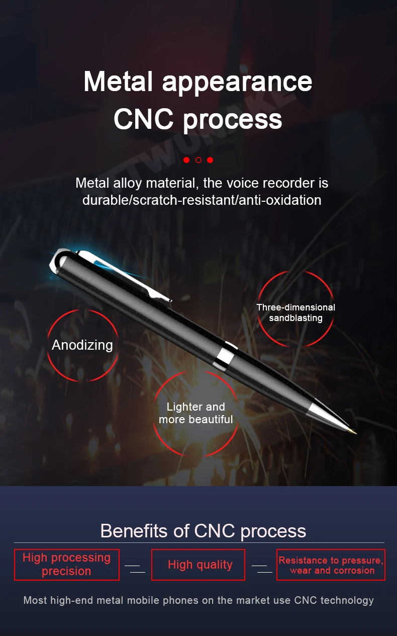 Nahaufnahme des CNC-gefertigten Metallstifts