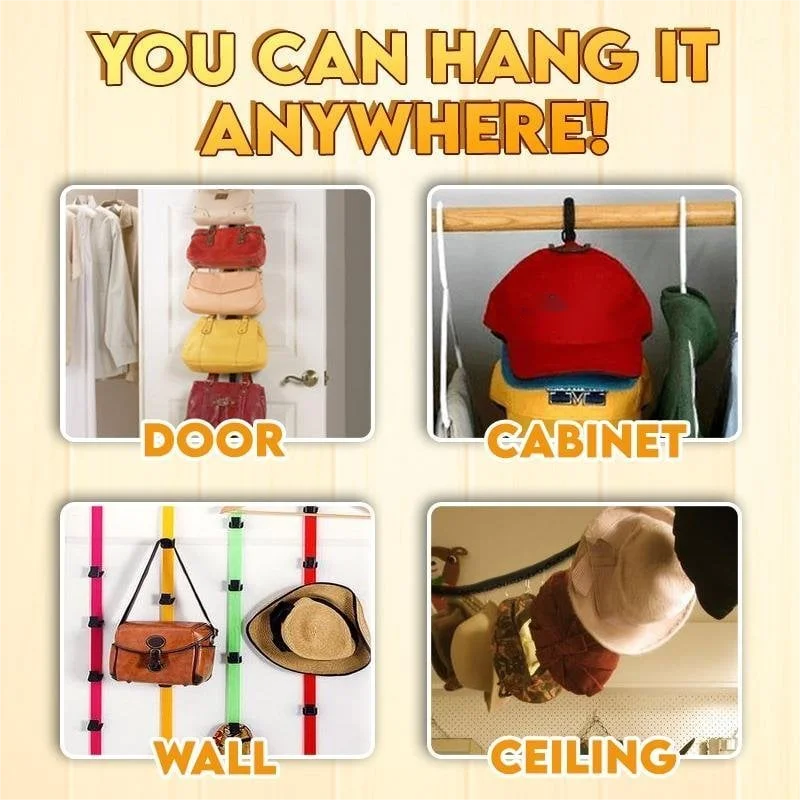 Adjustable Rear Door Hook Clothes Organizer Door Back Hook Rope Hanging Hat Handbag Organizer Seamless Over
