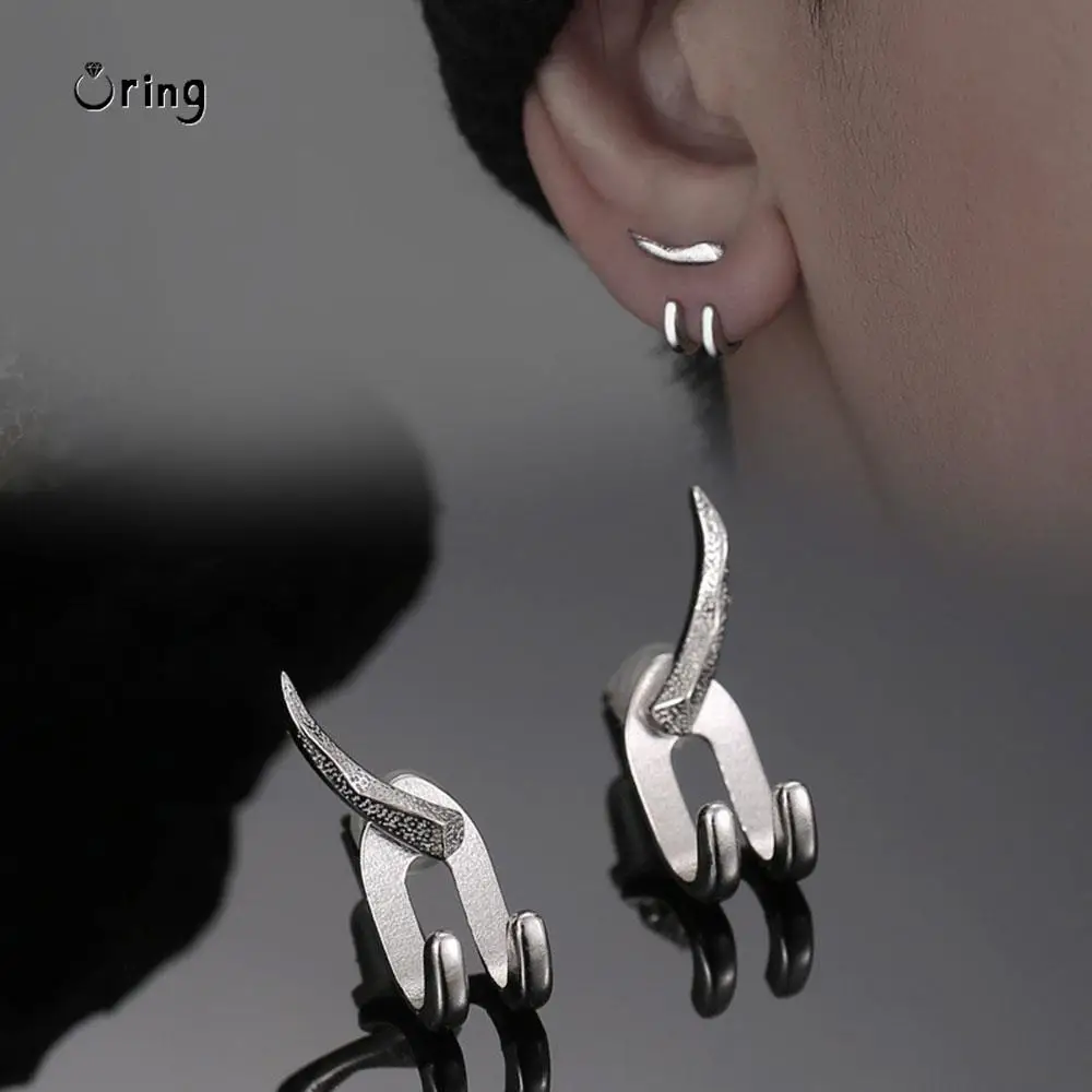 Hip Hop Punk Detachable Dual Purpose Stud Earring For Cool Boy Simple Hook Piercings For The Ears Fashion Body Jewelry Men Gifts