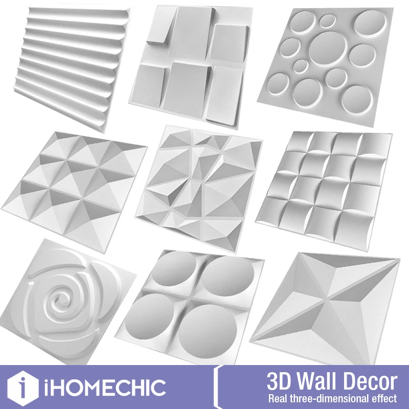Panel de pared decorativo 3D de 30cm, diseño de diamante ondulado, no autoadhesivo, azulejo de plástico, pegatina de pared 3D, papel de pared para sala de estar y baño