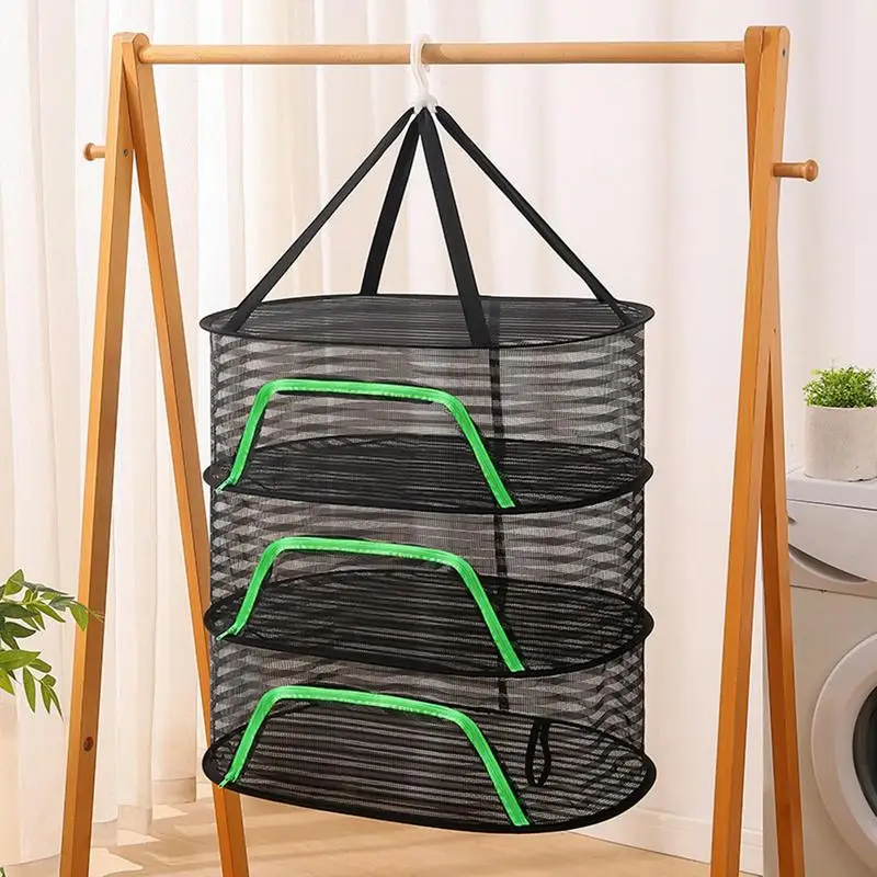 Drying Rack Net Foldable 3 Layers Dryer Rack With Zippers Portable Strong Nylon Rope Multi-function Food Mesh Dryer For Garden 3