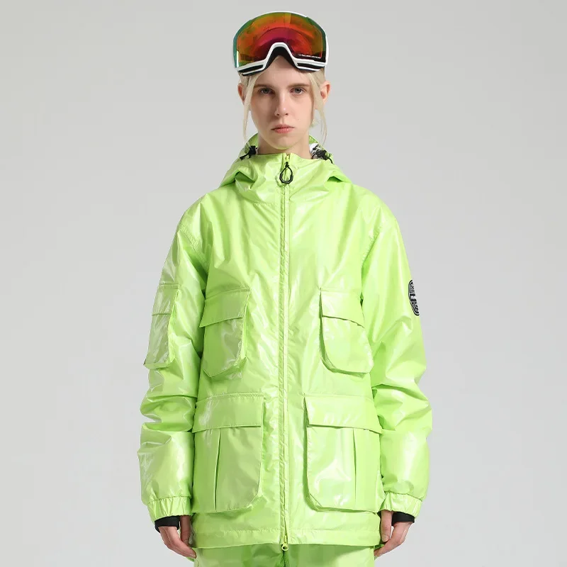 New Ski Suit Men Windproof Waterproof Warm Snowwear Veneer Double Board Colorful Reflective Ski Jackets Women Large Size