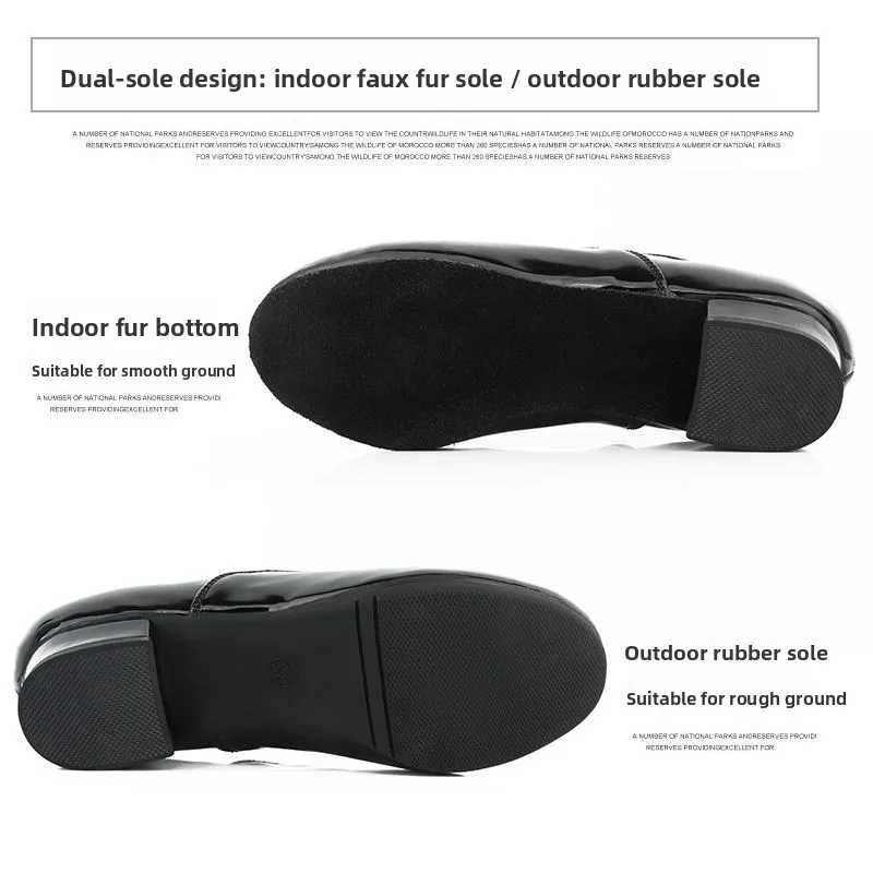 Boys Waltz Modern Dance Shoes Men's Low Heel Professional Latin Black National Standard Dance Shoe - 3