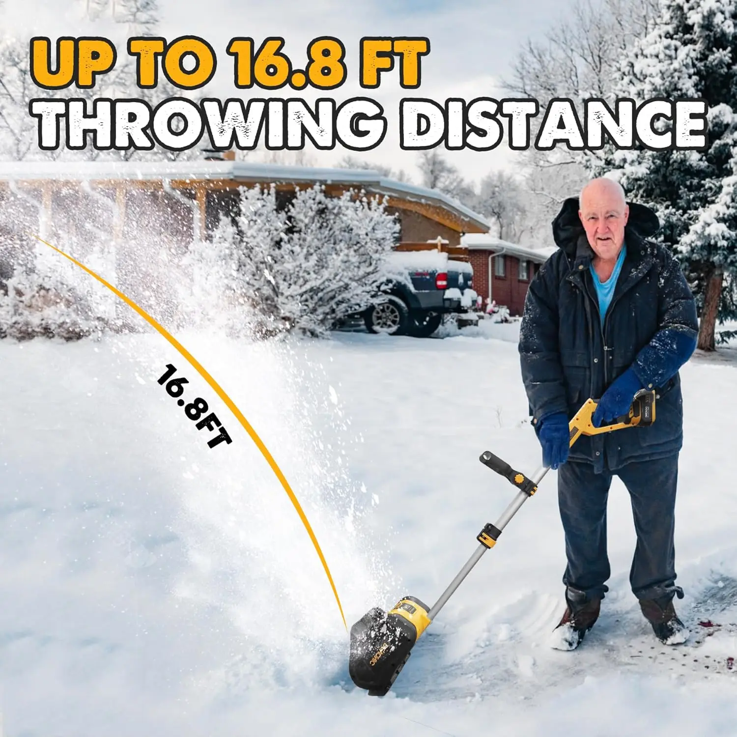 Cordless Snow Shovel,21 Volt 13 Inch 4-Ah Snow Thrower,Snow Blower with Adjustable Front Handle&Telescopic Pole