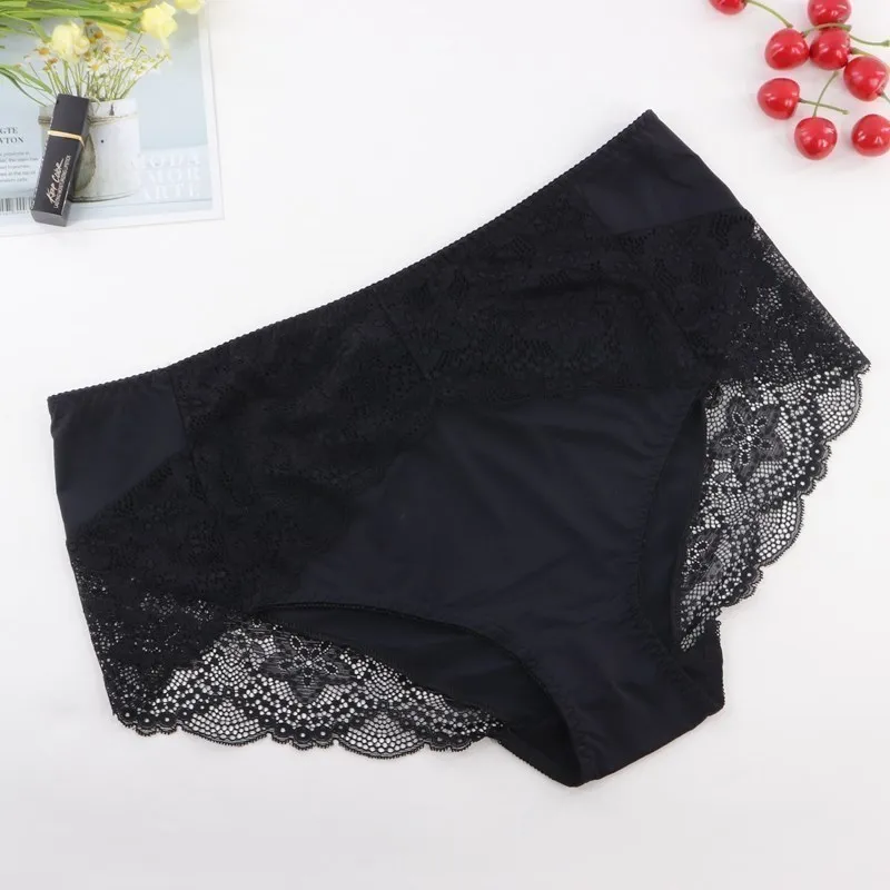 thumbnail image 1 of Beauwear-ropa interior de talla grande para mujer, bragas cómodas, íntimas de encaje, bragas de seda de hielo ahuecadas, lencería Sexy, 1 of 5