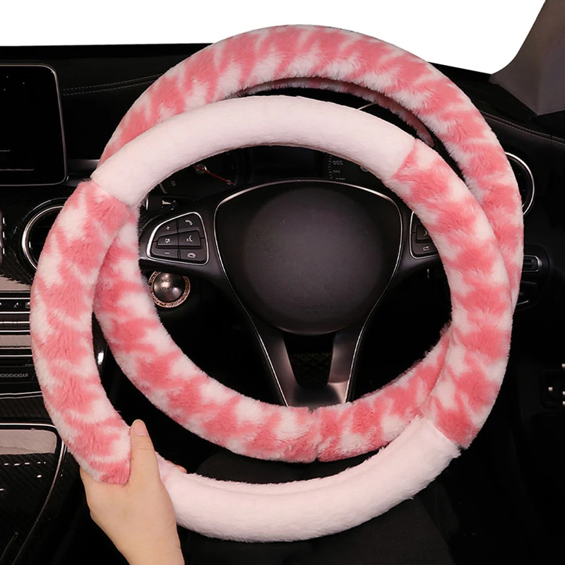 Auto Lenkrad abdeckung flauschig Winter warm dick Plüsch weich Auto Lenkrad  Geflecht 37 38 cm kreisförmige d-förmige Rad abdeckung - AliExpress