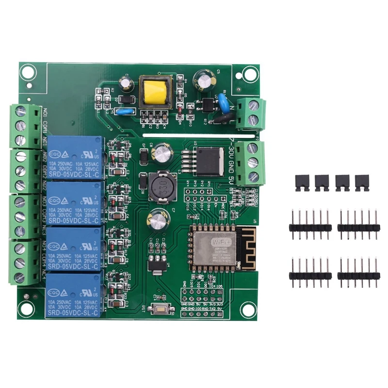 

5X ESP8266 ESP-12F WIFI Relay Module 4Channel AC90-250V/DC7-30V/5V Delay Relay Switch For ARDUINO IDE