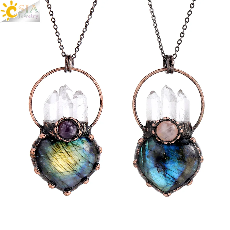 Labradorite with Quartz Crystal Pendant 1
