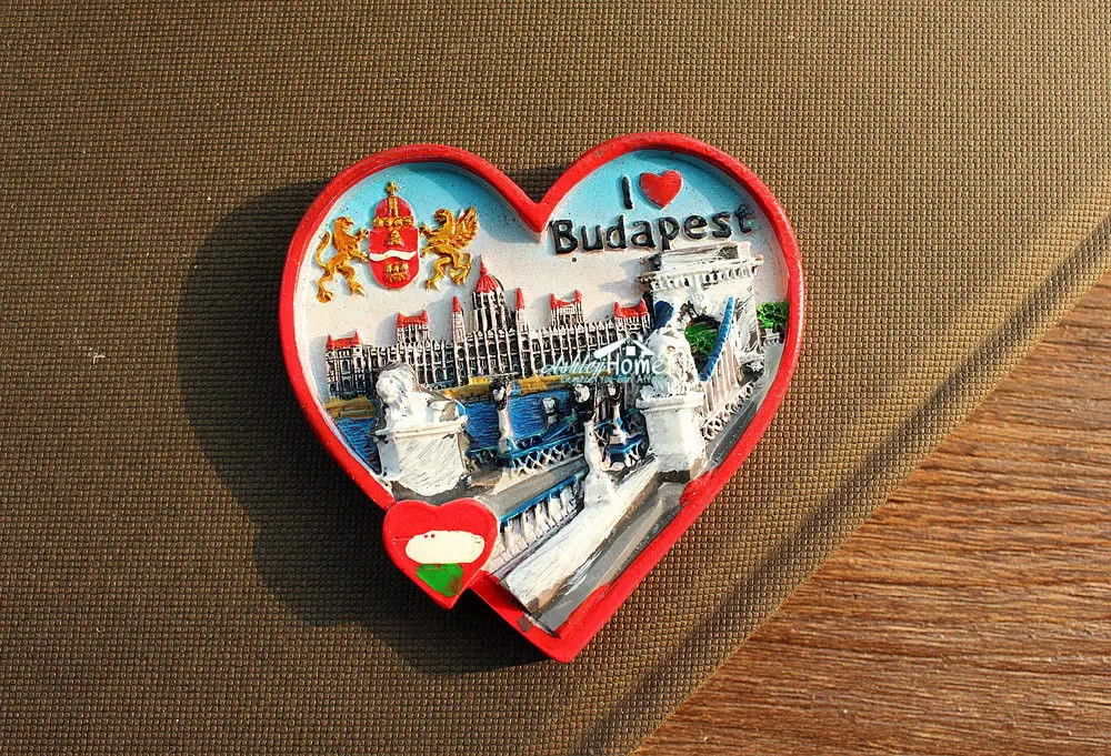 Hungary Budapest Tourist Travel Souvenir Heartshaped 3d Resin Refrigerator Fridge Craft