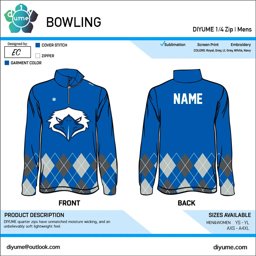 Long Sleeved POLO Shirt Quarter Zip Bowling Top Retro Simple Printed Men Women Kid Student Sports Clothing Durable Soft Tee