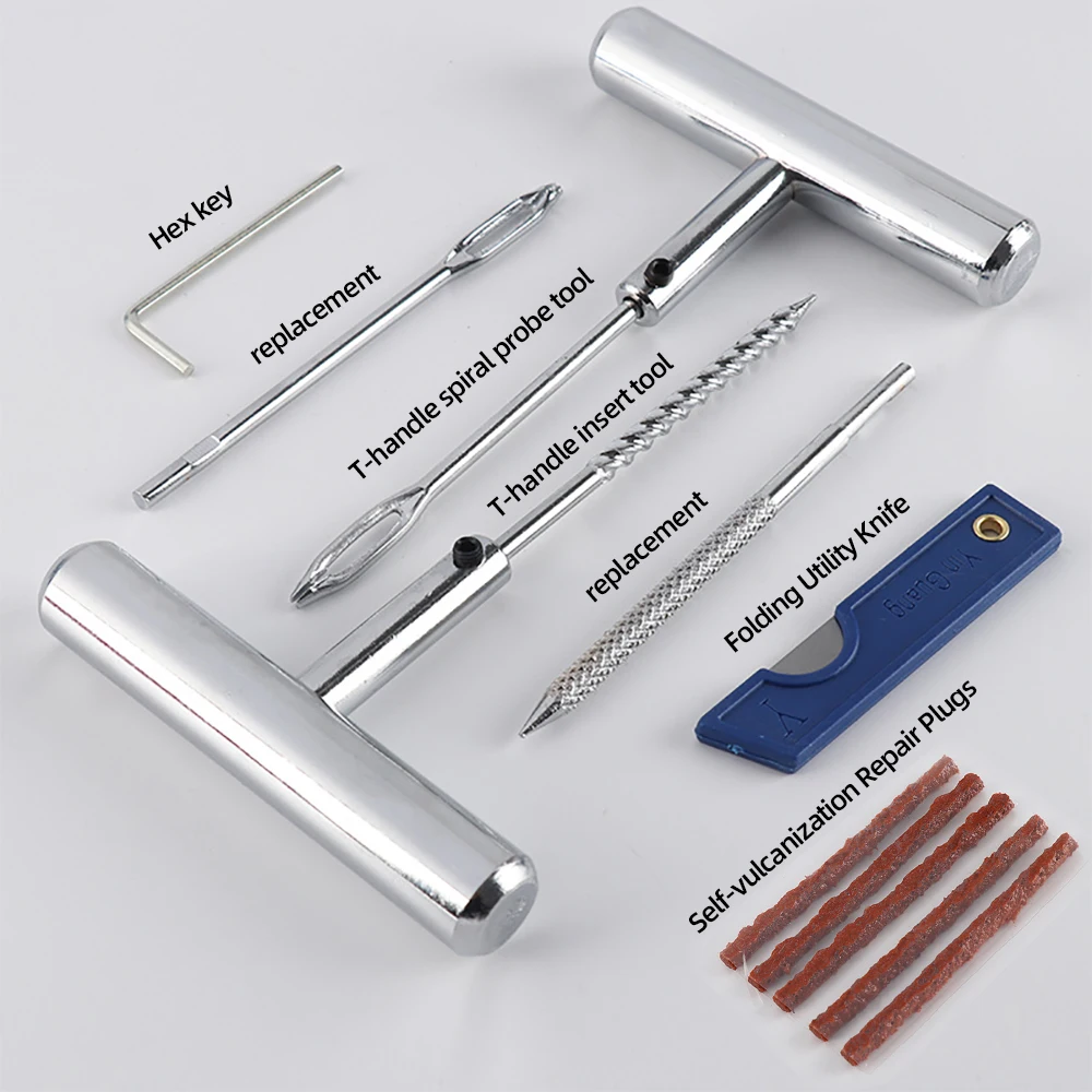 Tire Repair Kit Auto Professional Car Van Motorcycle Bike Emergency Heavy Duty Tubeless Flat Tyre Puncture Plugs