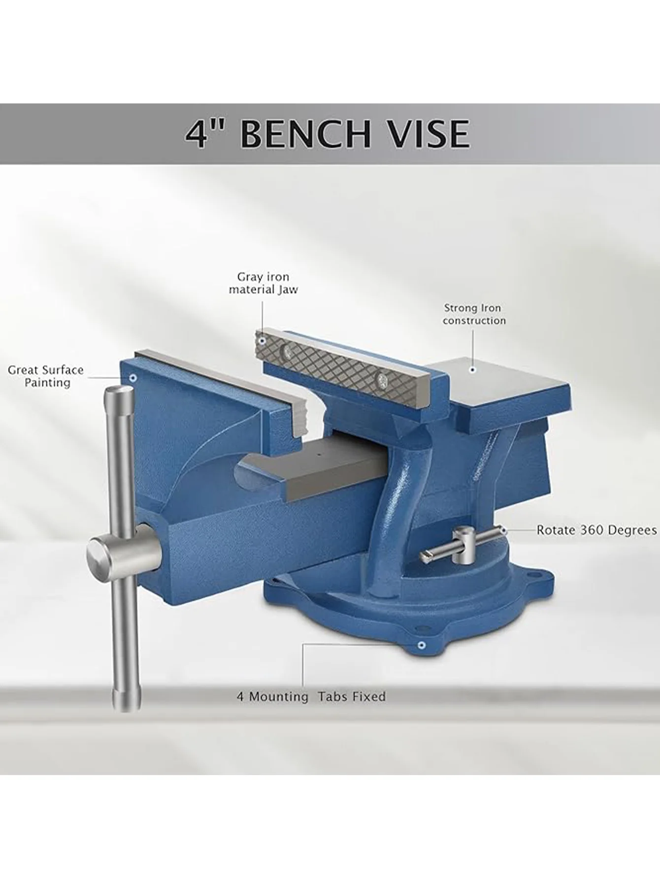 4 Inch Bench Vise Heavy Lock Down Duty Clamps Precision 4 Inch Jaw Width 360° Swivel Base CNC Vise Work Bench For Woodworking Mi 2