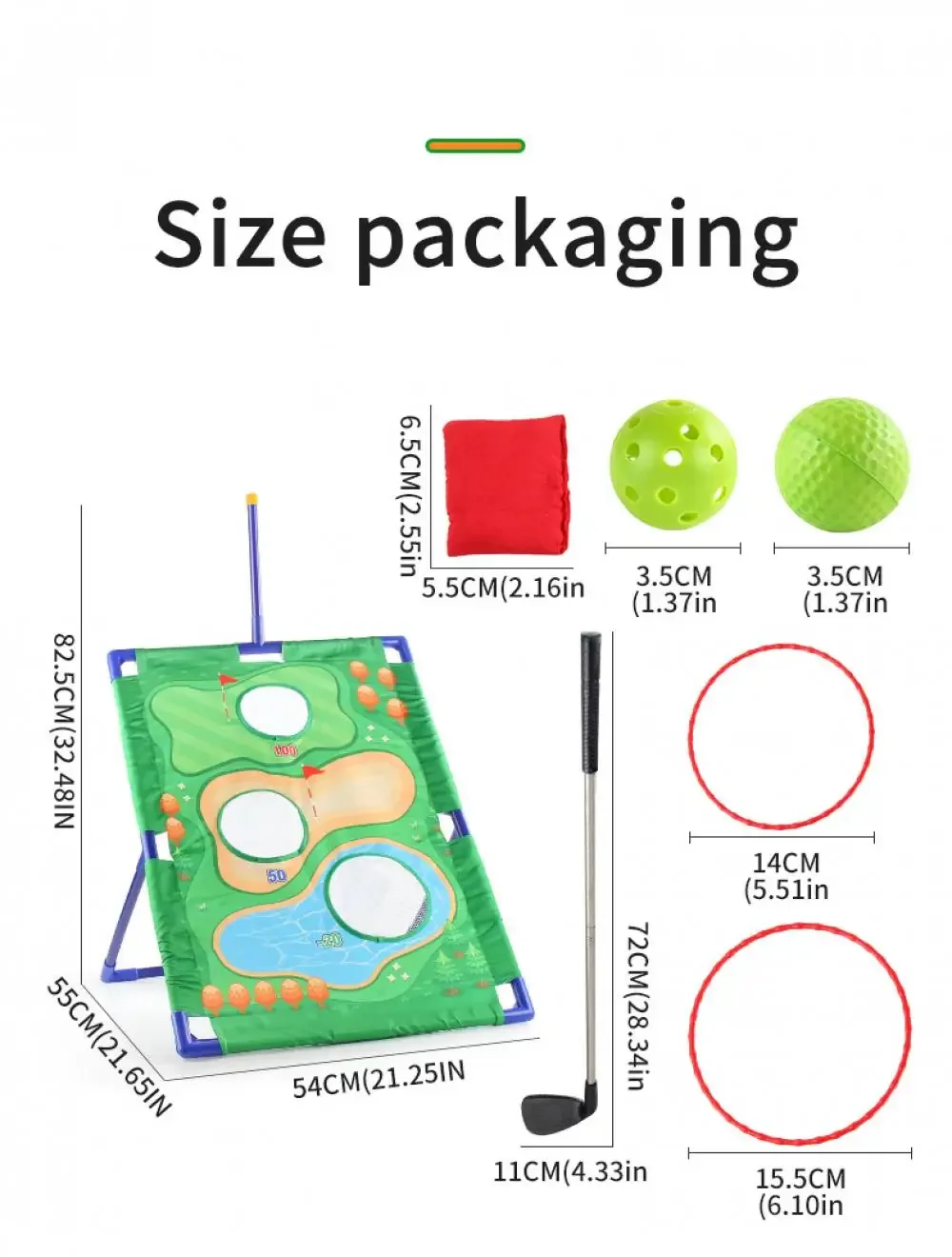 Cloth Plastic 3 in 1 Golf Bean Bag Toss Game for Kids Outdoor Sport