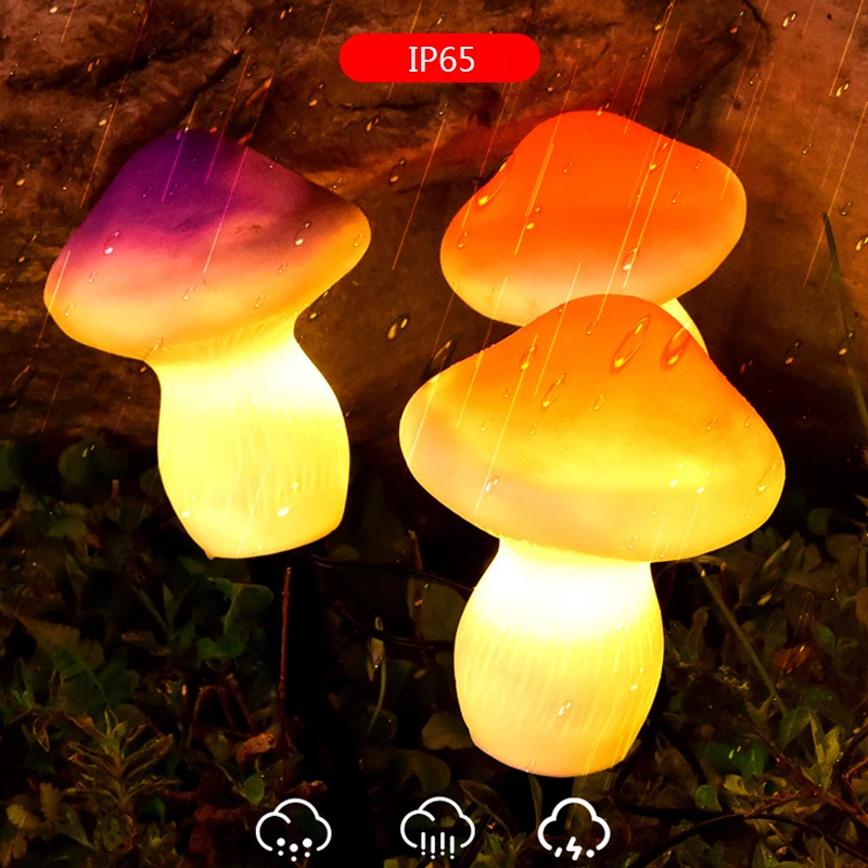 

New Solar Mushroom Light Ground Plug Light Outdoor Garden Christmas Decoration Light Three Heads LED Mushroom Shape Light IP65