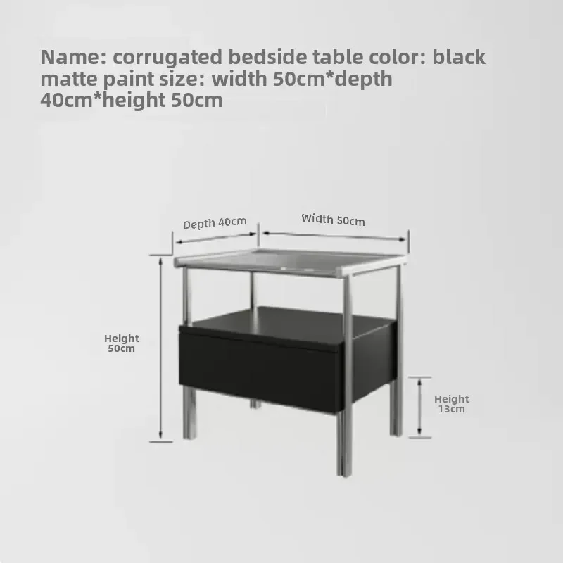 Nordic Light Luxury Stainless Steel Large-capacity Storage Bedside Table Bedroom Home Bedside Creative Glass Storage Locker